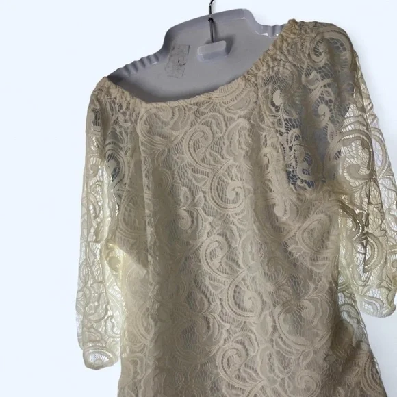 Adrianna Papell Elegant Lace Women Top Cream S - Picture 2 of 3